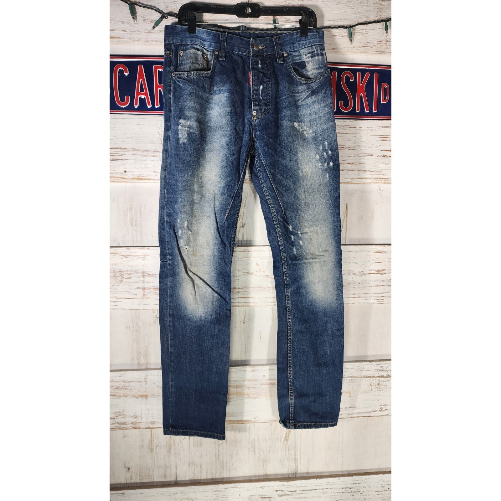 Vintage Dsquared2 For Juventus @22 Distressed Denim Jeans Cotton Mens Size 32